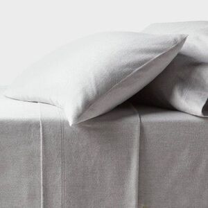 Open Box - Threshold - Full Ultra Soft Flannel Sheet Set Eco Melange Gray Gray